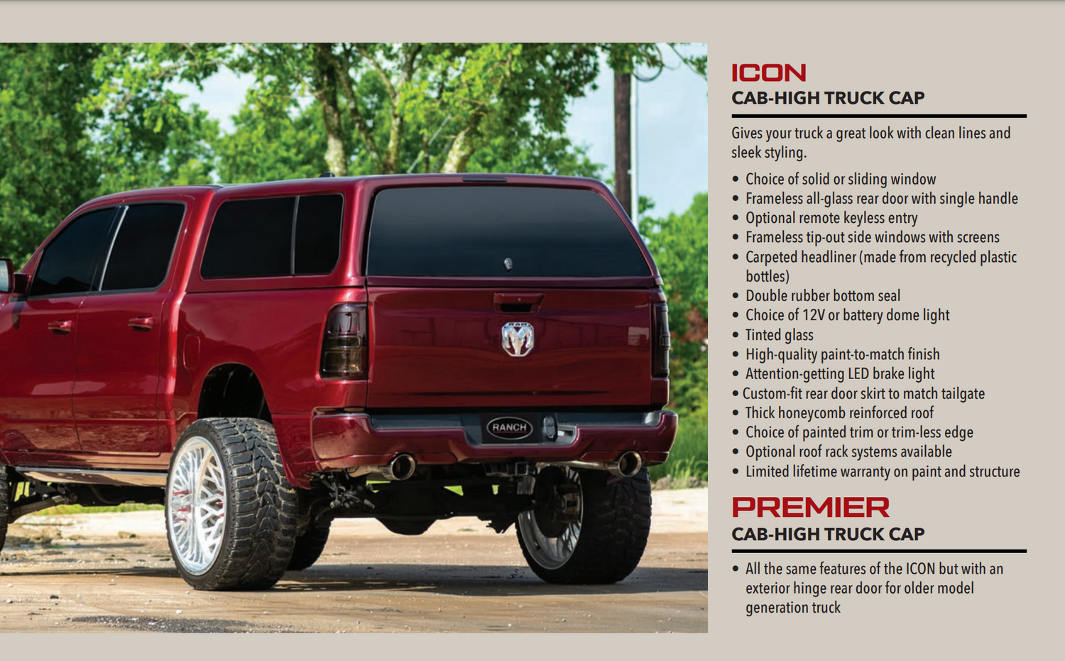 Ranch Fiberglass Icon Truck Topper for GMC Sierra