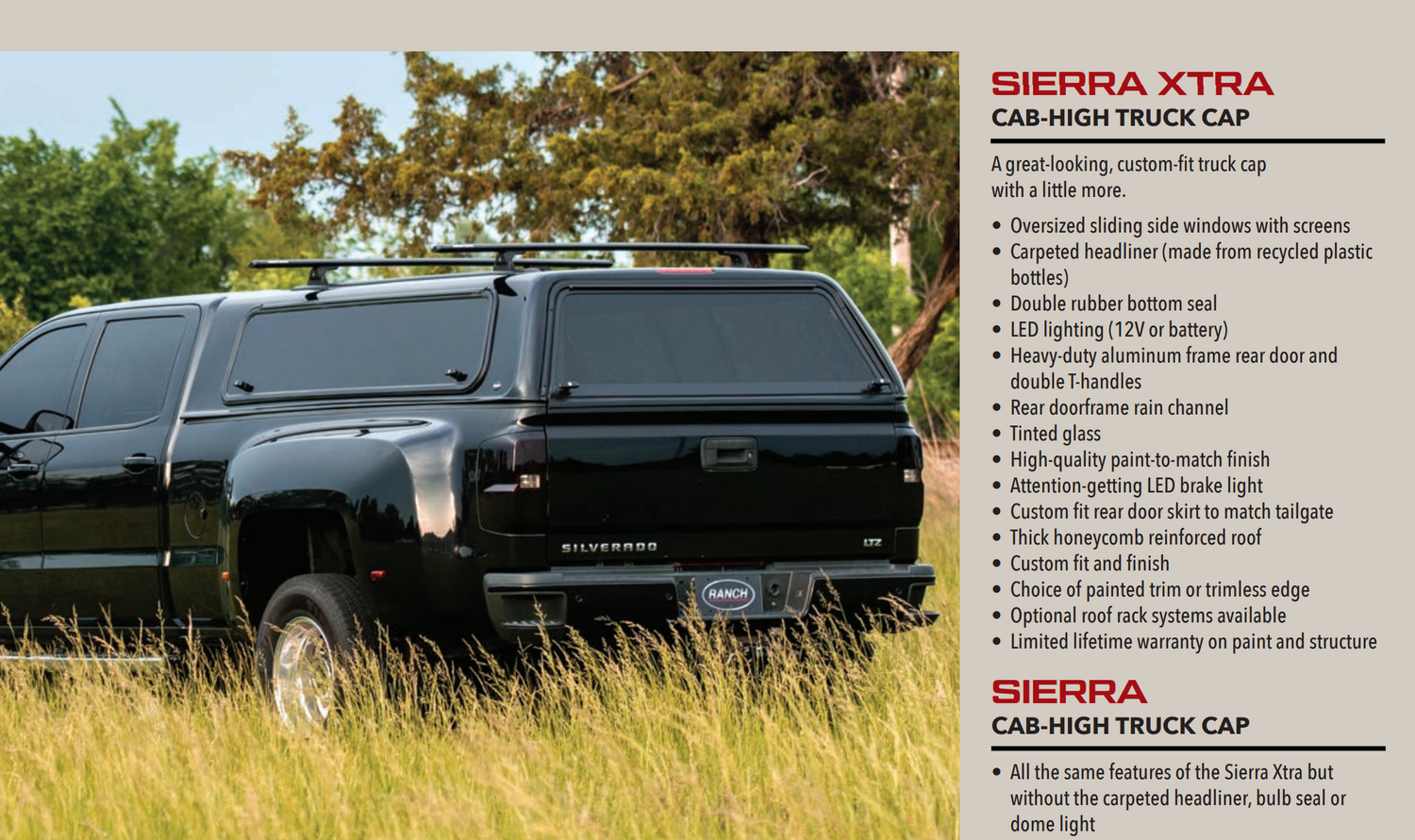 Ranch Fiberglass Sierra Xtra Truck Topper For GMC Sierra