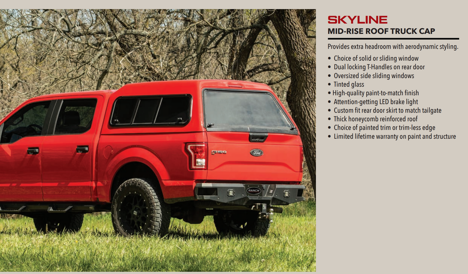 Ranch Fiberglass Skyline Truck Topper for Chevy Silverado