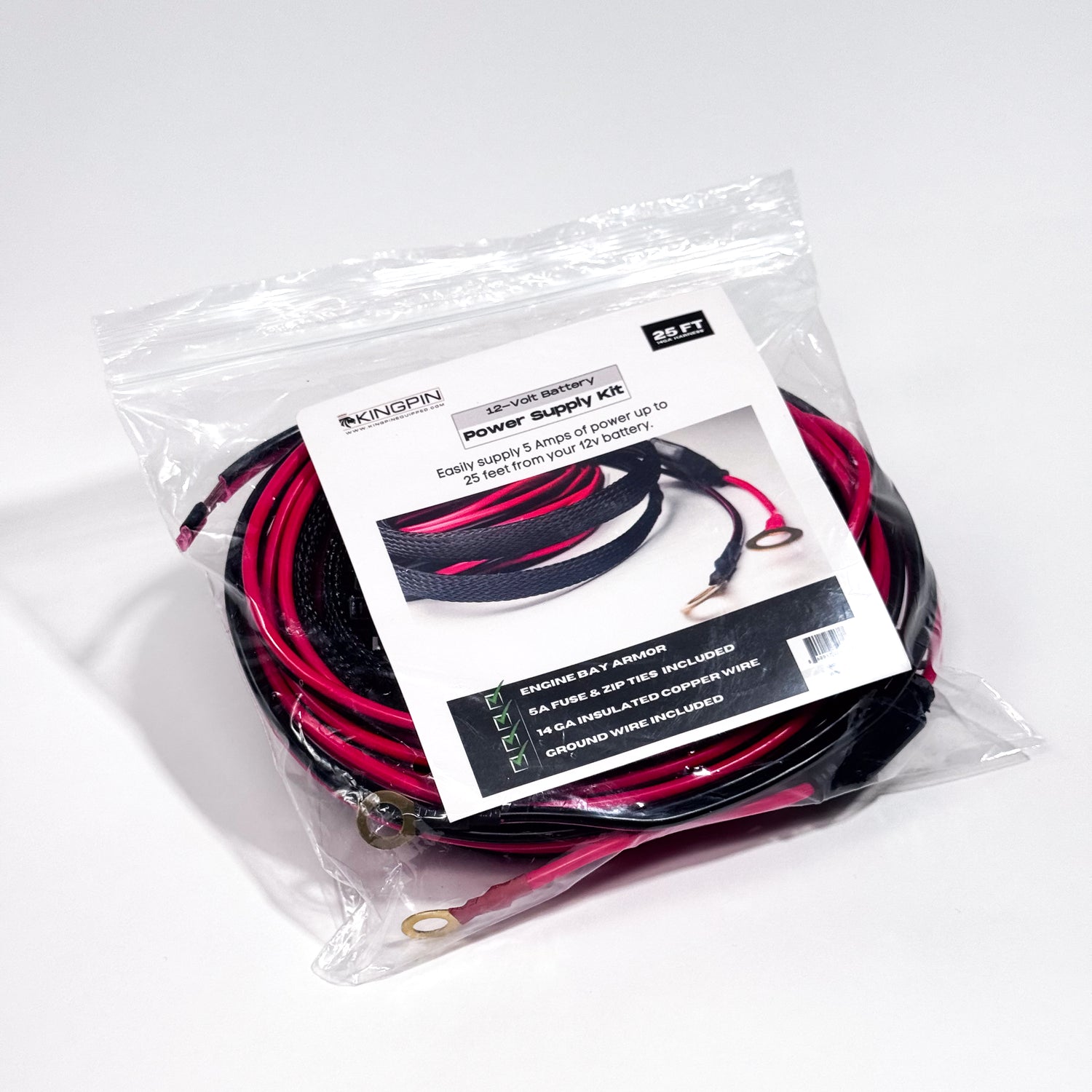 Kingpin 12 Volt Wiring Harness Power Supply Kit, 25 ft w/Fuse