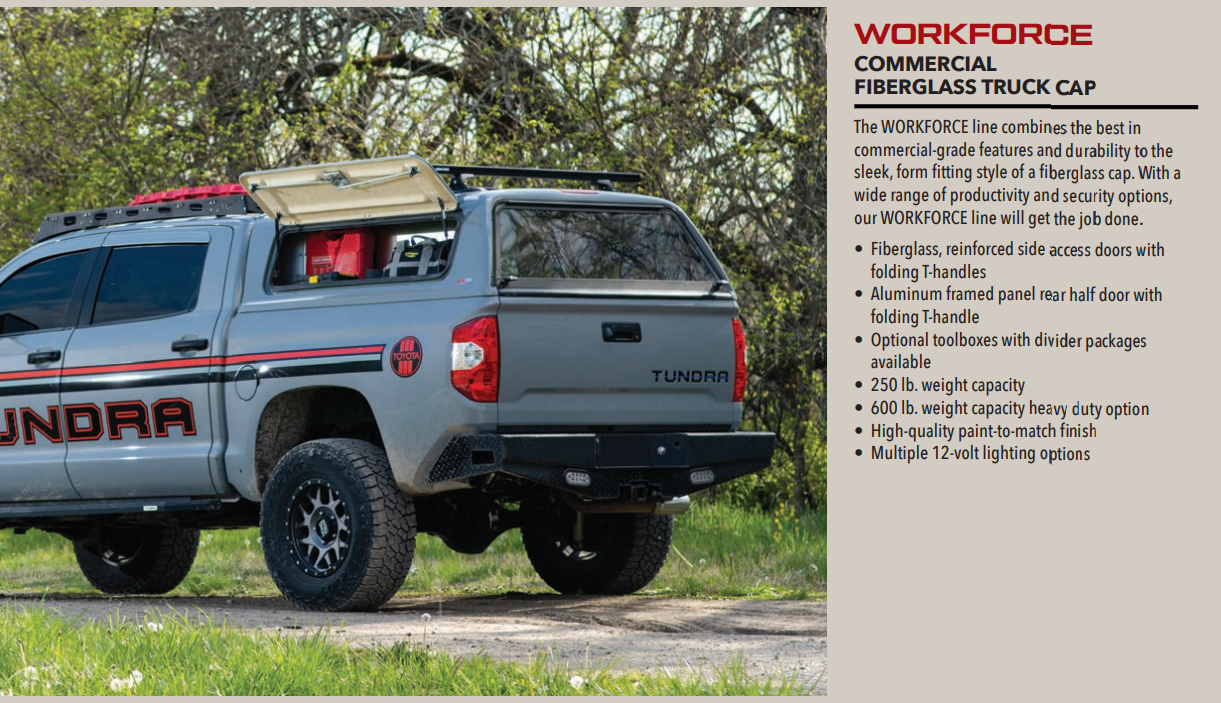 Ranch Fiberglass Workforce Truck Topper for Ford Maverick (Mid-Rise Height)